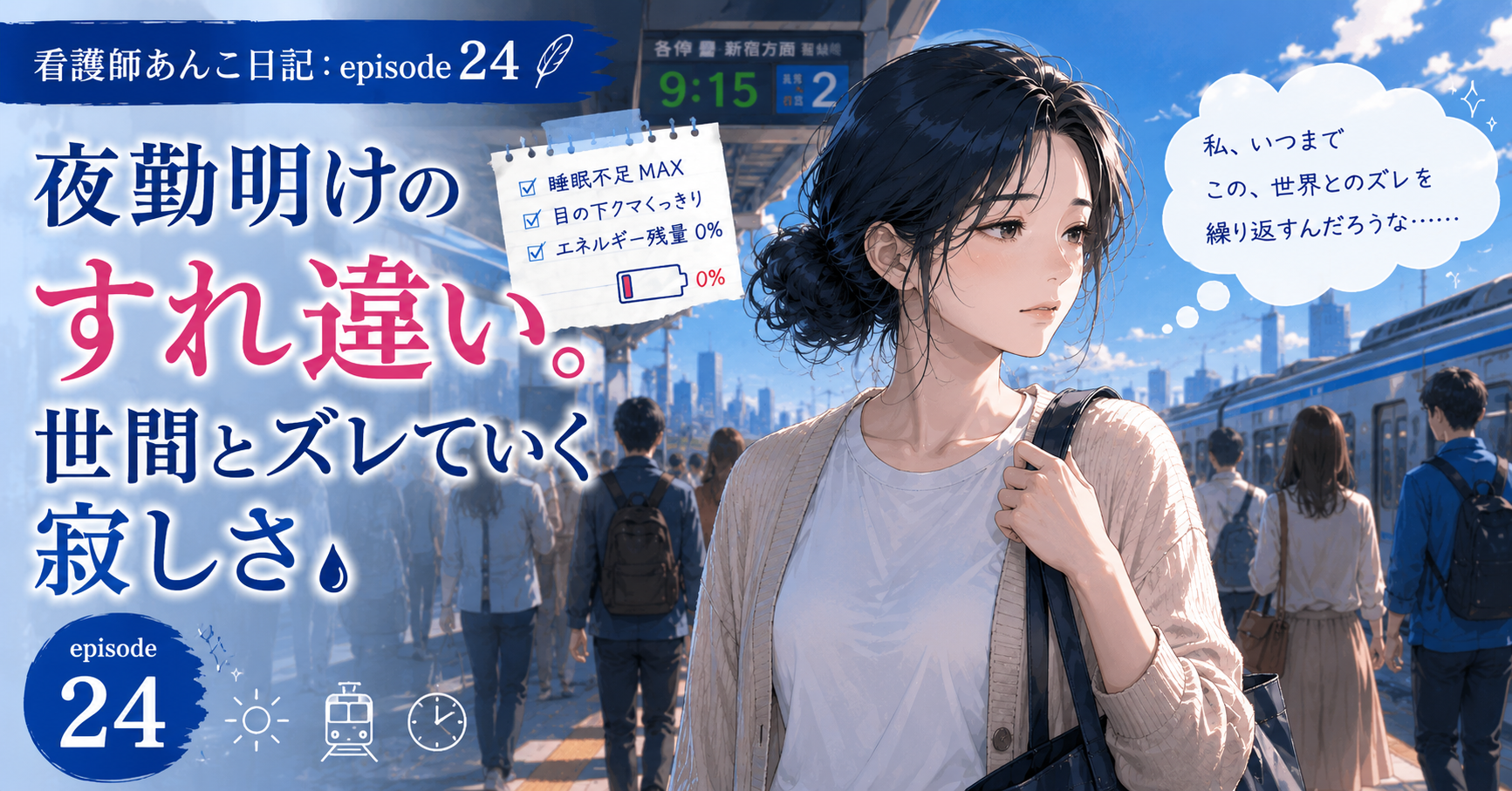 夜勤明けのすれ違い。世間とズレていく寂しさ